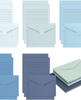 100 Pcs Stationery Lined Stationery Paper and Envelopes Set Includes 50 Letter Writing Paper and 50 Envelope for Office, 5.5 x 8.25 Inch(Blue)